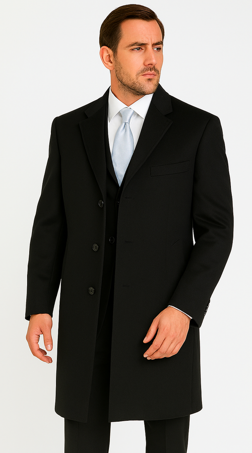 Three Quarters Length Men's Dress Coat 3/4 Length Men's Car Coat In Feel Charcoal Men's Overcoat by USA Men's Outlet