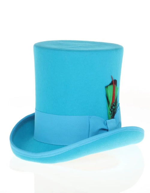 Victorian Steampunk Top Hat - 1800 19th Century - Dressy Loden Felt Top Turquoise Hat USA Men's Outlet