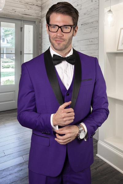 Men's Wool Shawl Lapel Tuxedo in Purple
