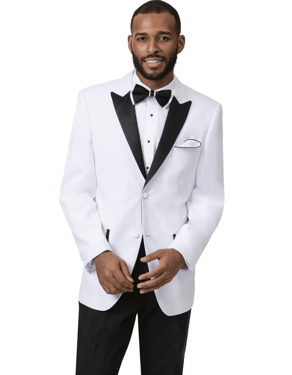 White Prom Suit - White Prom Tuxedo Suits - White Wedding Two Button Peak Tuxedo by PROMTUXEDO