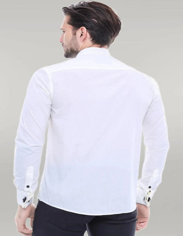 Cream Tuxedo Shirt by USA Men's Outlet