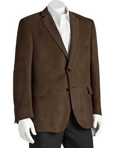 Microsuede Men's Classic Fit 2 Button Polyester Brown Double Vent Blazer mensusa