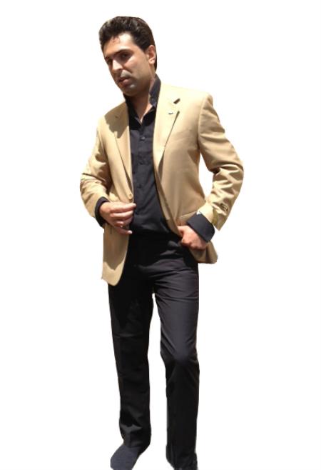 Men's Two Button Blazer Camel ~ Khaki ~ Tan ~ Beige Bronze ~ Camel mensusain