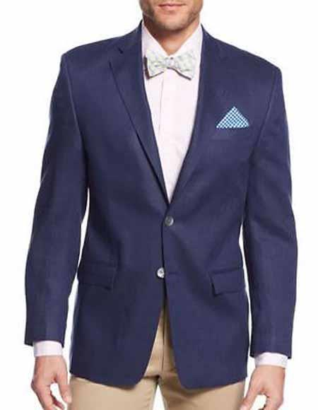Men's Solid 2 Button Cheap Priced Designer Fashion Dress Casual Blazer For Men On Sale Linen Jacket Sportcoat Navy Blazer