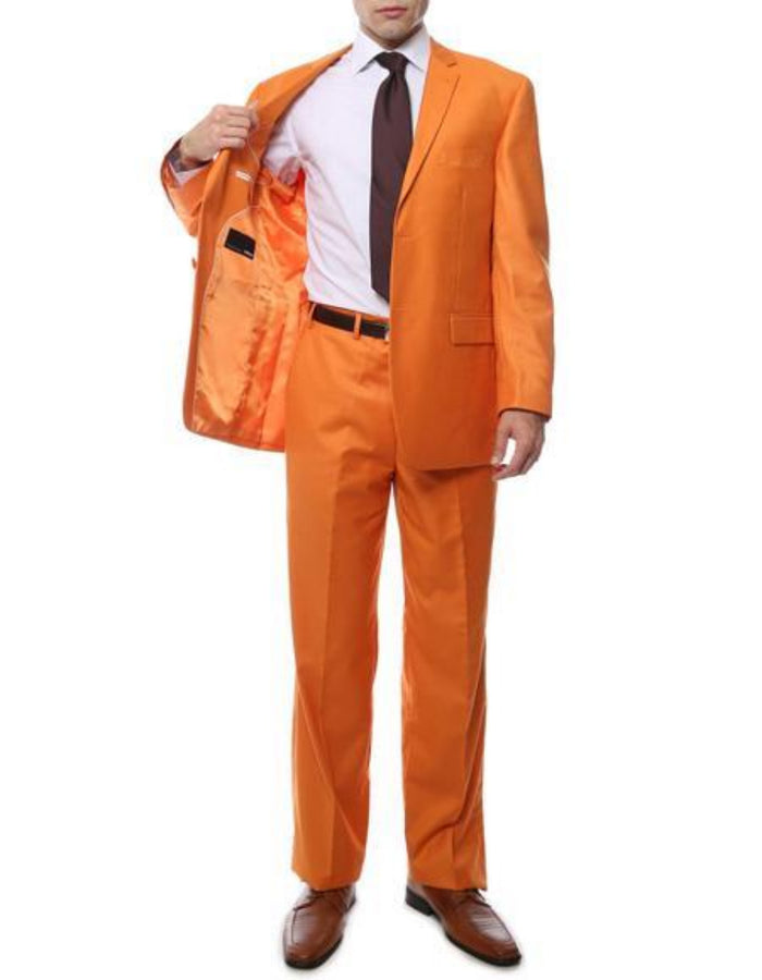 Mens Two Button Orange Tuxedo With Pants - Orange Prom Suit