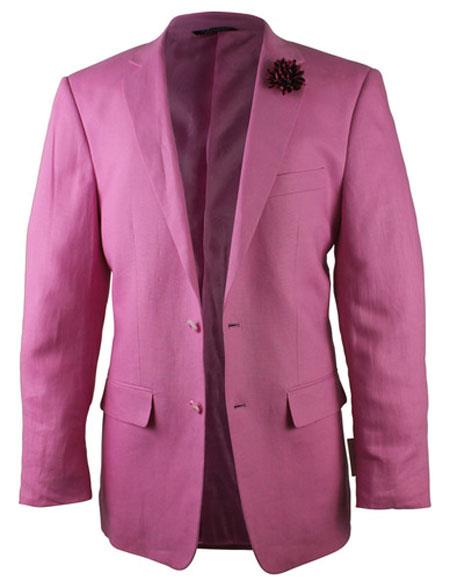 Alberto Nardoni Brand Fuchsia Pink Two Button Linen Fashionable Blazer for men coming in 90 days mensusain