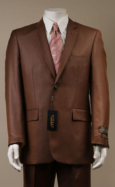 Mens Sharkskin Suits Two Button Suit New Edition Shiny Flashy Sharkskin Rust by Menssuitsatlantain