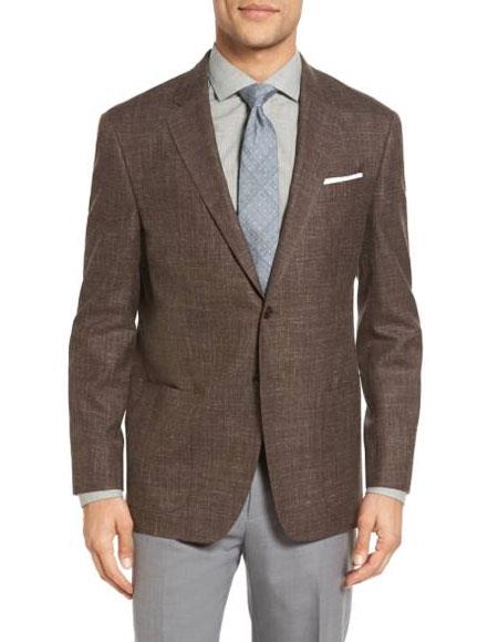 Men's Dark Brown Designer Fashion Dress Casual Blazer - Brown Linen Sport Coat - Linen Sport Coat by Menssuitsatlantain