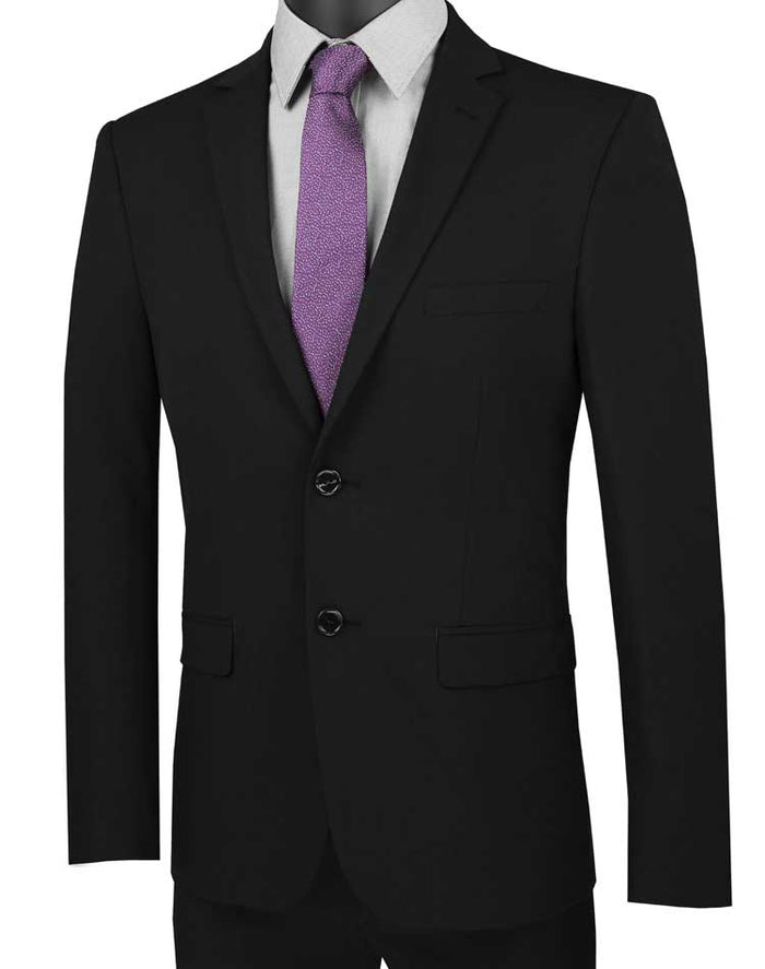 Slim Fit 2 Piece Suit Stretch Fabric Suit with Adjustable Waistband in Charcoal by Vinci
