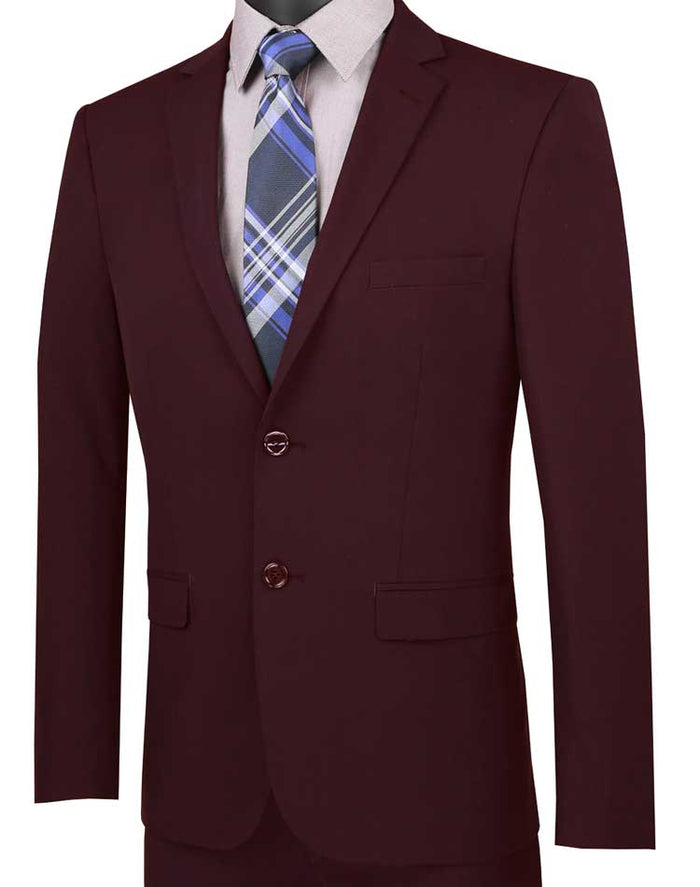Ultra Slim Fit 2 Piece Suit Stretch Fabric in Solid Black by Vinci