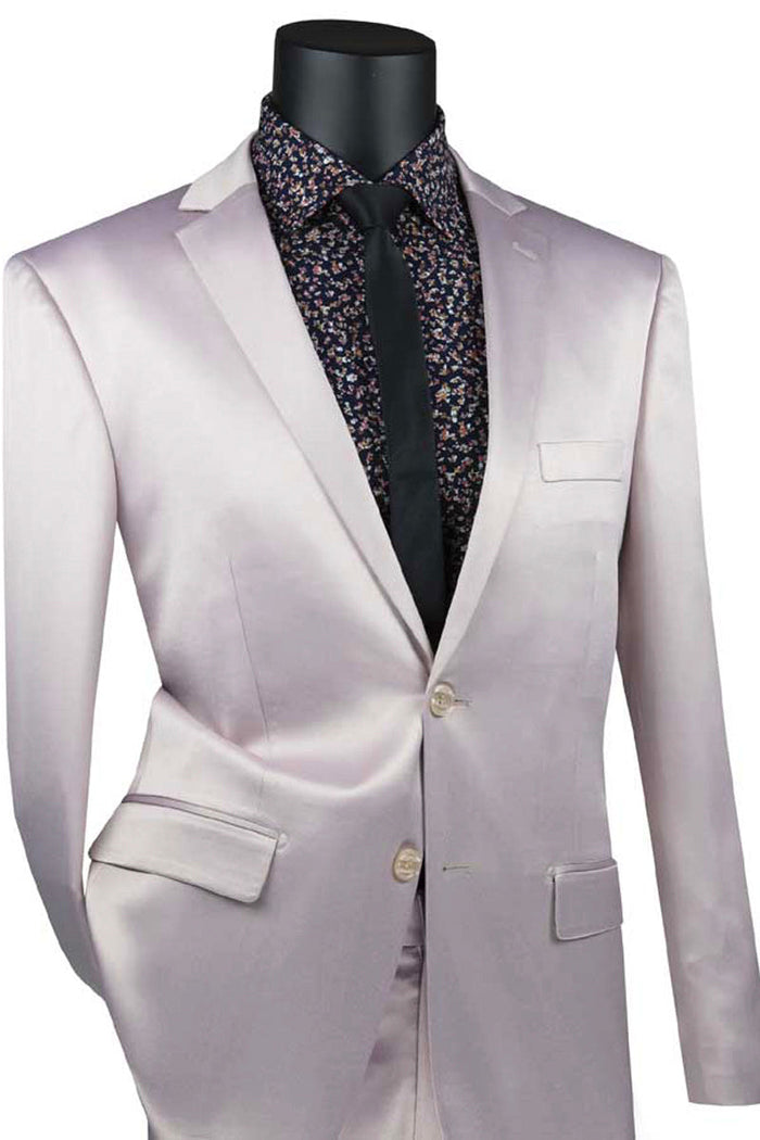 Mens Ultra Slim Fit Vested Suit with Trim in Blue by Vinci