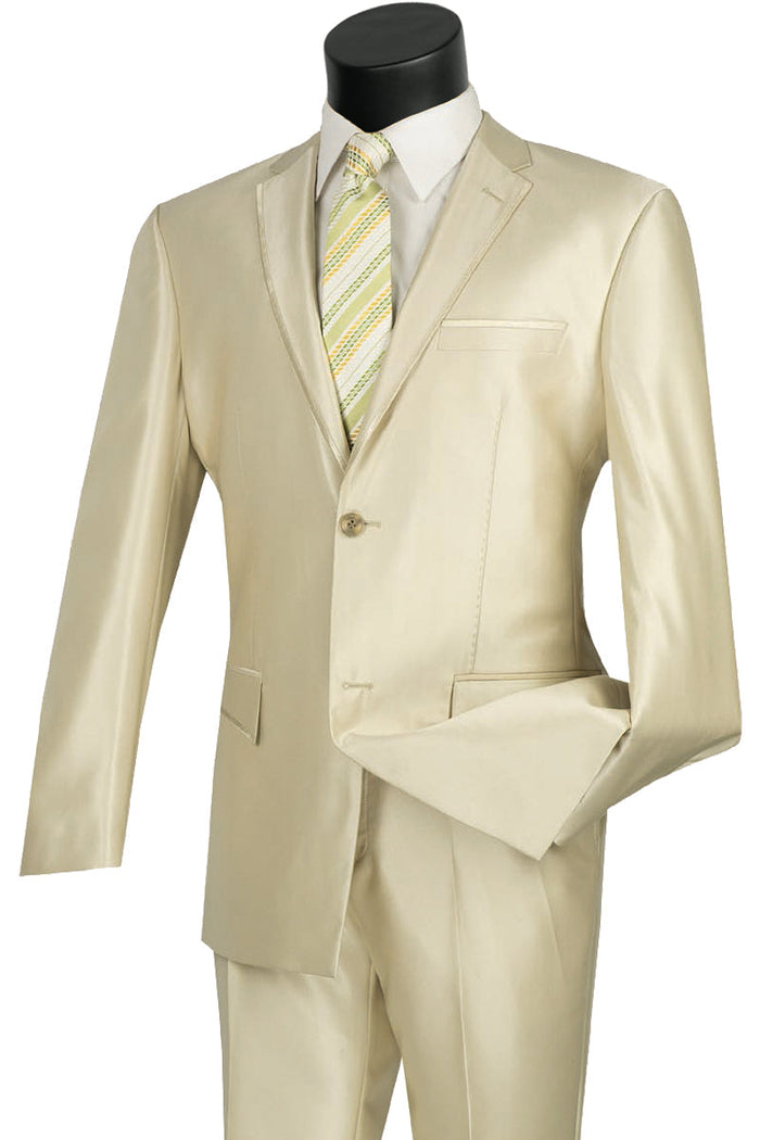 Mens Fit Peak Lapel Glen Plaid Suit in Grey by Vinci