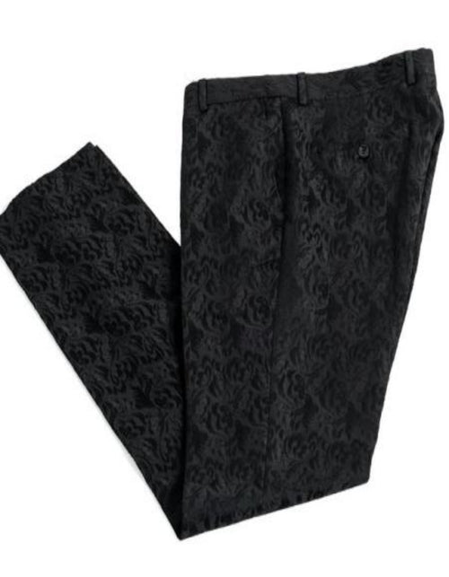 Mens Black with Orange Velvet Lapel 3-Piece Tailored-Fit Tuxedo