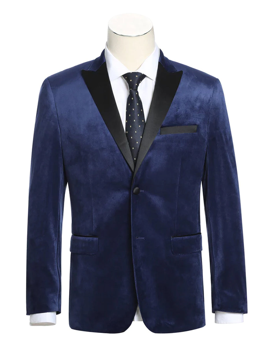 Mens Classic Velvet Tuxedo Dinner Jacket in Dark Navy Blue - Men's Tuxedo USA – SuitUSA