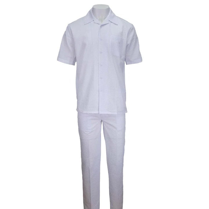 White Seersucker 2pc Set by USA Men's Outlet