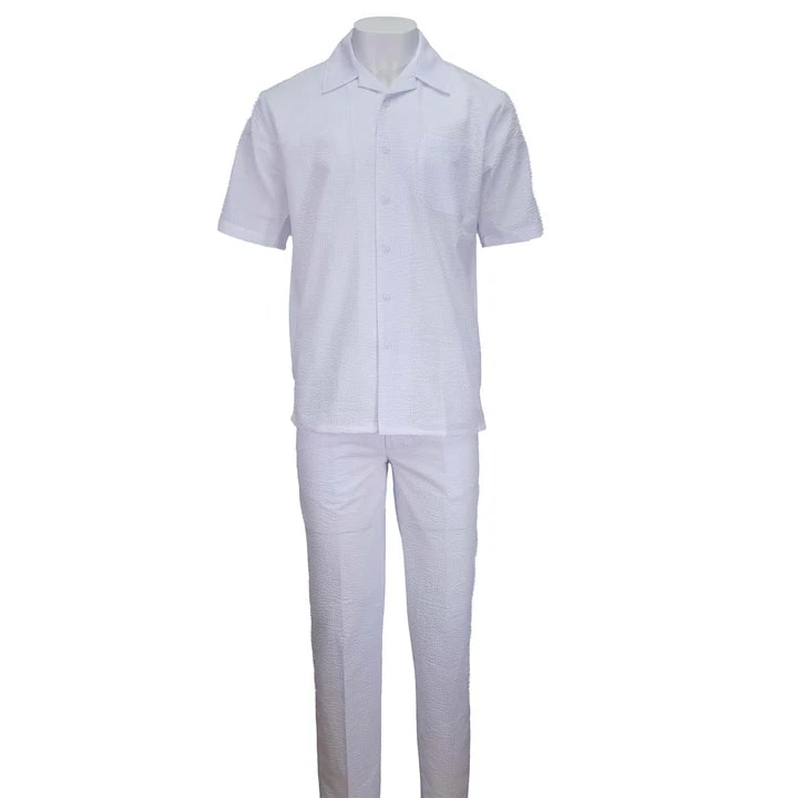 White Seersucker 2pc Set by USA Men's Outlet