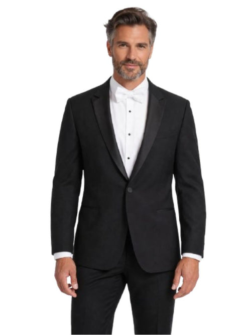 Men's Black 1 Button Notch Lapel Formal Tuxedo Jacket