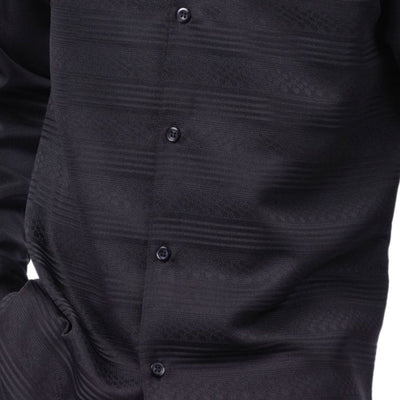 Black Tone-on-Tone Long Sleeve 2-Piece Walking Suit by Montique