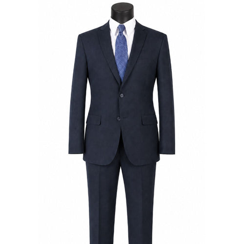 Men's navy 2-piece solid color slim fit suit
