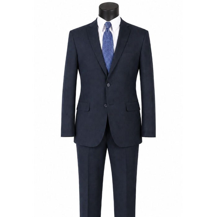 Men's navy 2-piece solid color slim fit suit