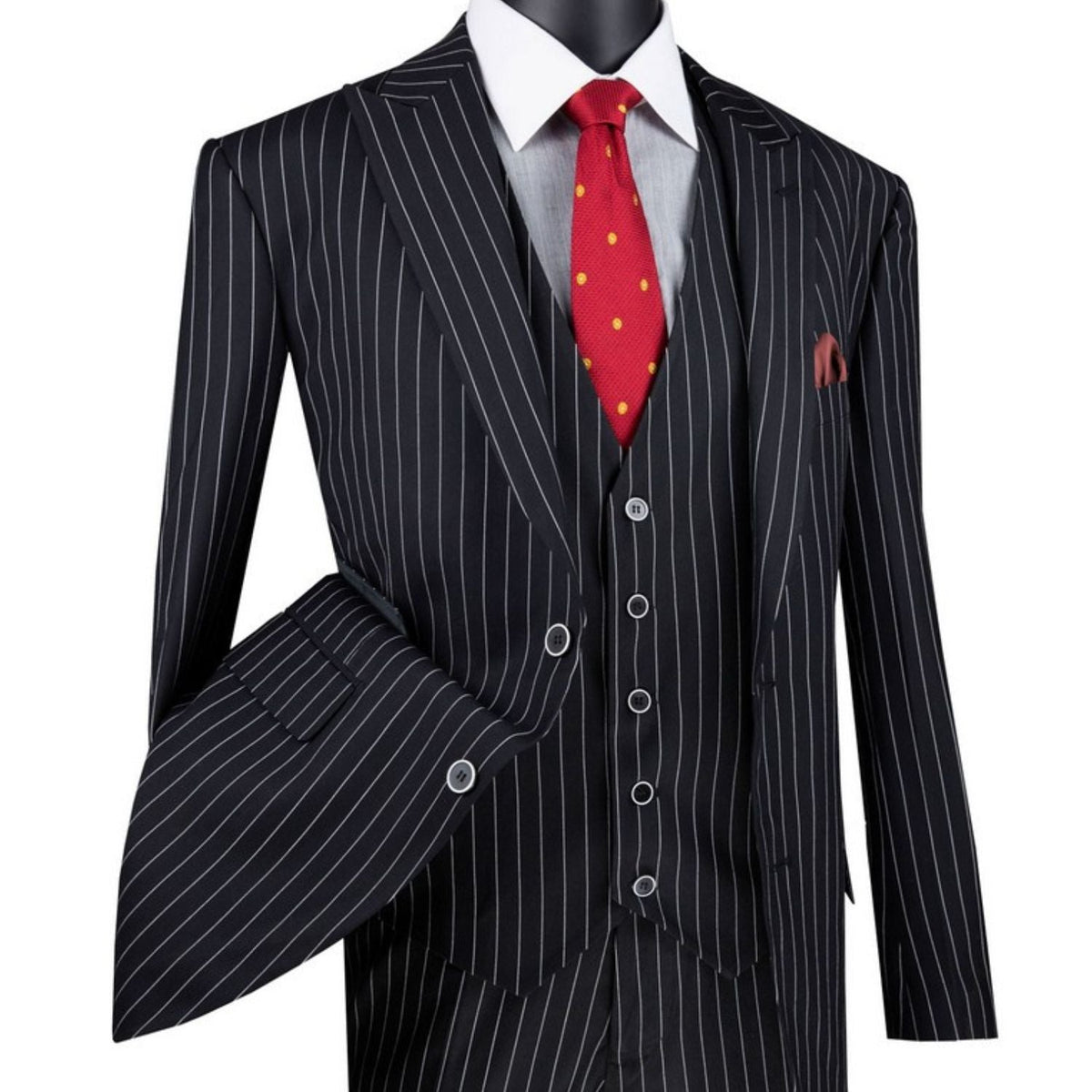 Black gangster stripe suit - additional view
