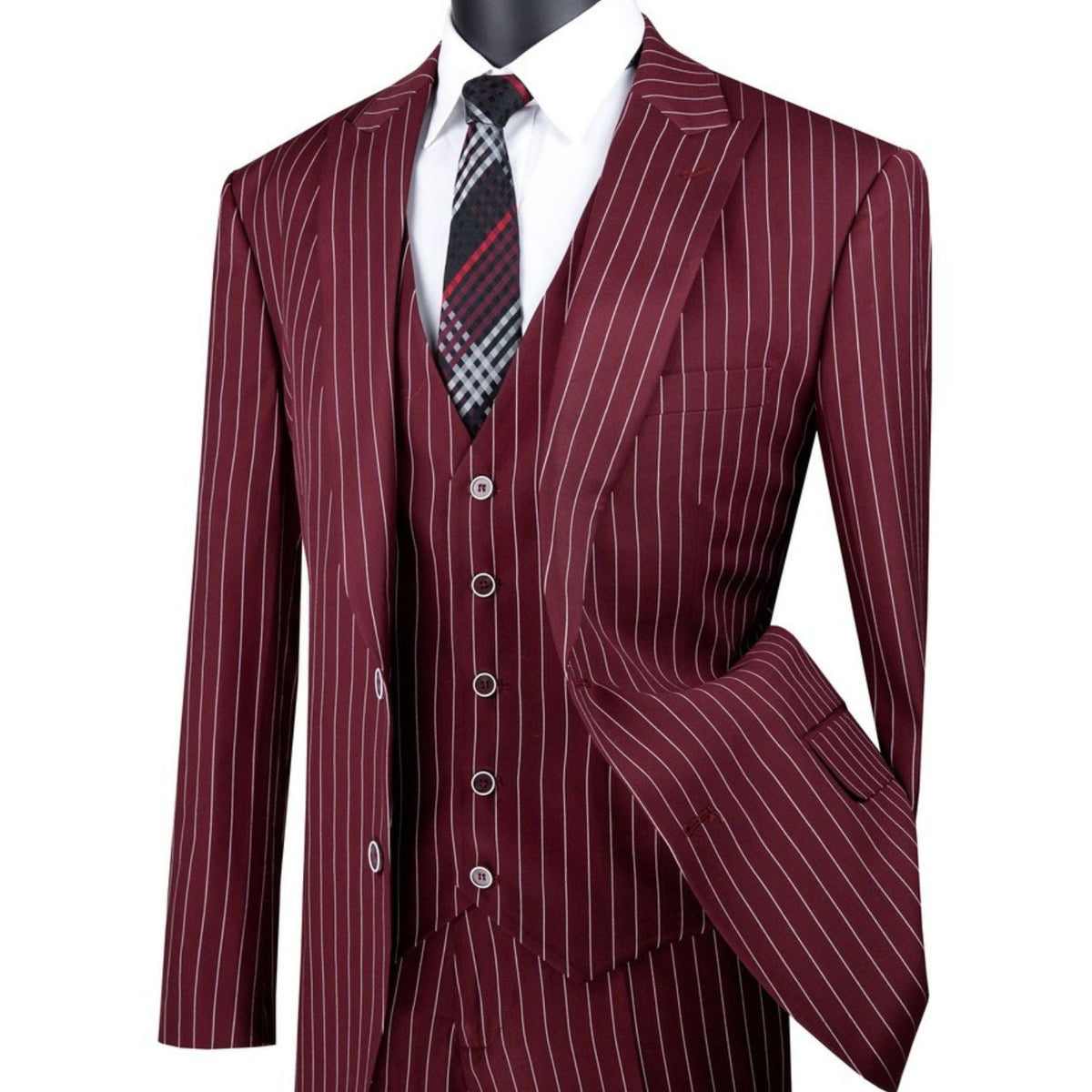 Burgundy gangster stripe suit - additional view