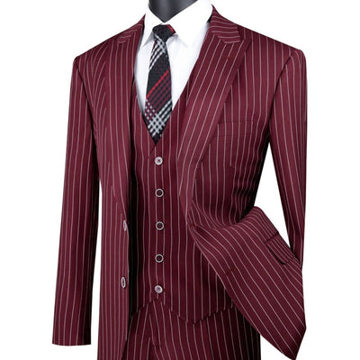 Burgundy gangster stripe suit - additional view