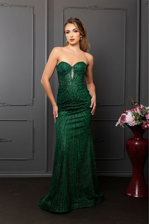 Strapless Corset Sequin Evening Gown | Sparkling Mermaid Prom Dress By May Queen MQ2195