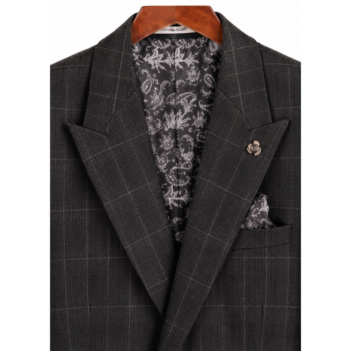 Black Glen Plaid 3-piece slim fit suit - additional view