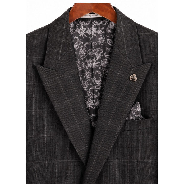 Black Glen Plaid 3-piece slim fit suit - additional view