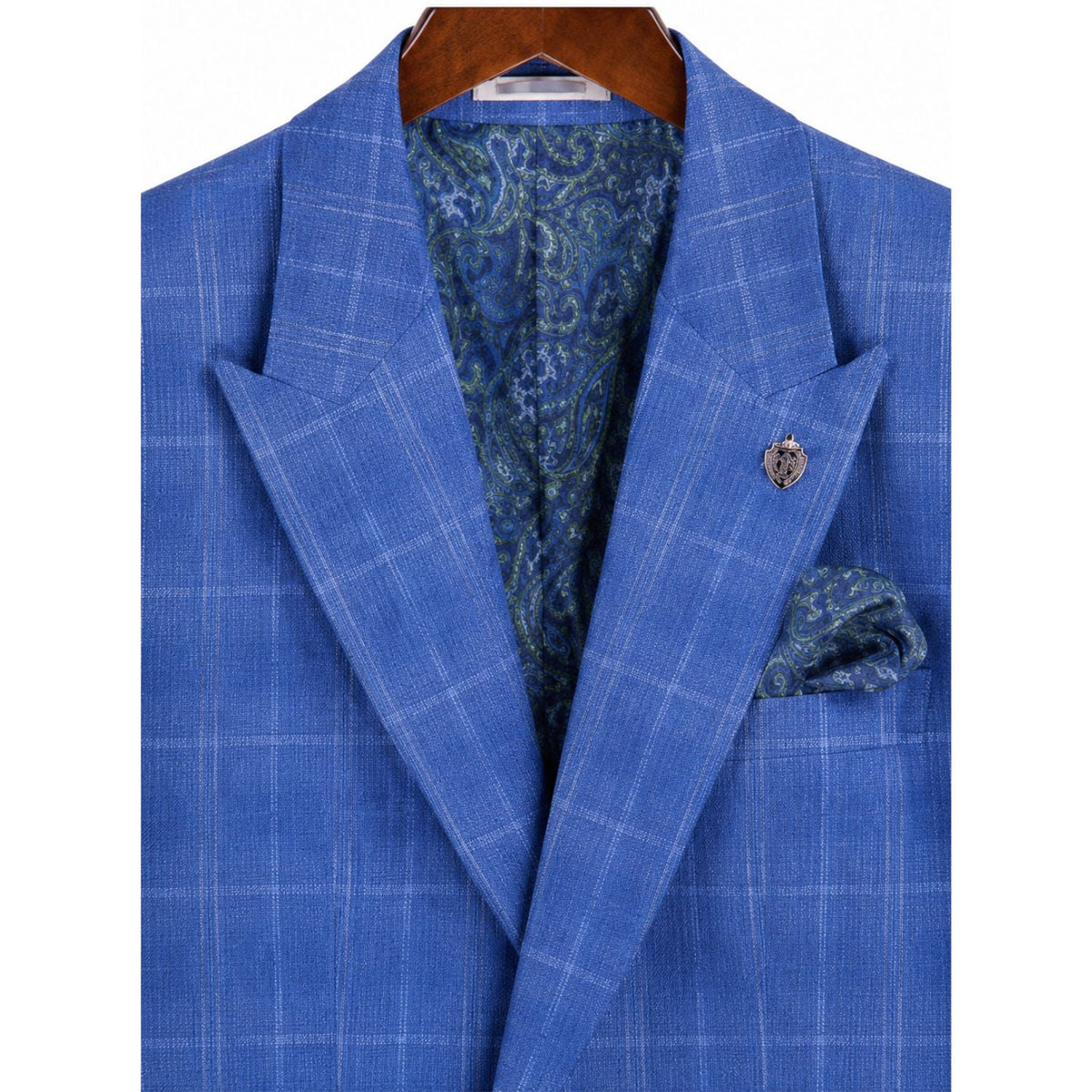 Blue Glen Plaid 3-piece slim fit suit - additional view