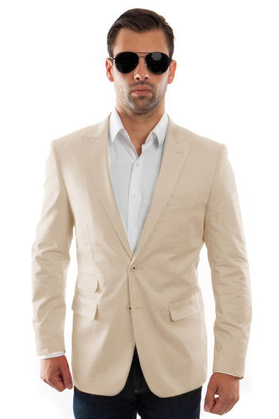 Men's Tan Sport Coat with Peak Lapel