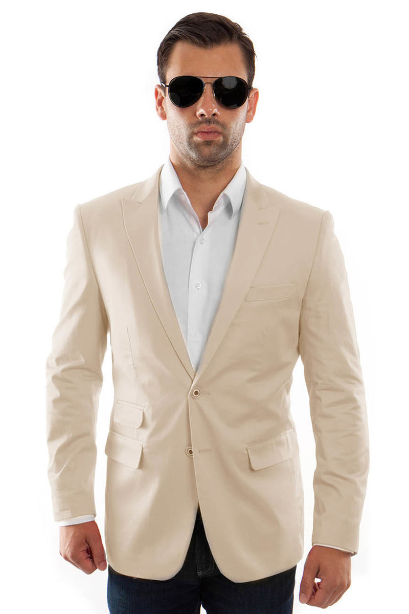 Men's Tan Sport Coat with Peak Lapel