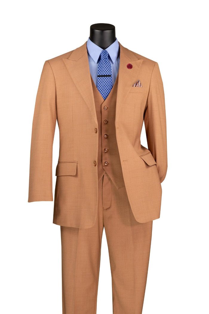 Slim Fit Business Men's Suit 3 Piece 2 Button in Stone by Vinci