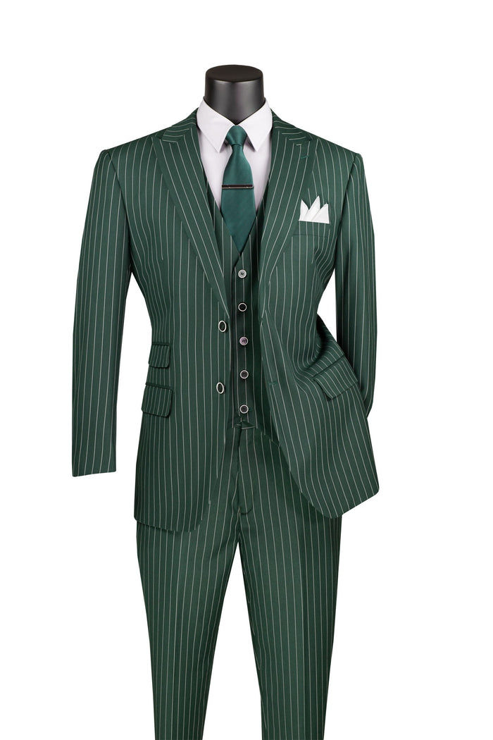 Modern Fit Summer 2 Piece 2 Button Suit Striped Seersucker in Tan by Vinci