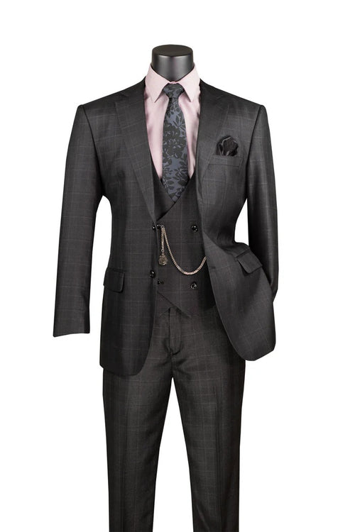 Mens Glen Plaid 3-Piece Suit – Classic Regular Fit Design