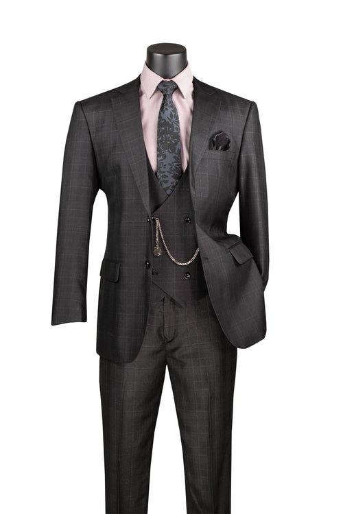 Morgan Collection - Regular Fit 3 Piece 2 Button Heather Gray Vinci