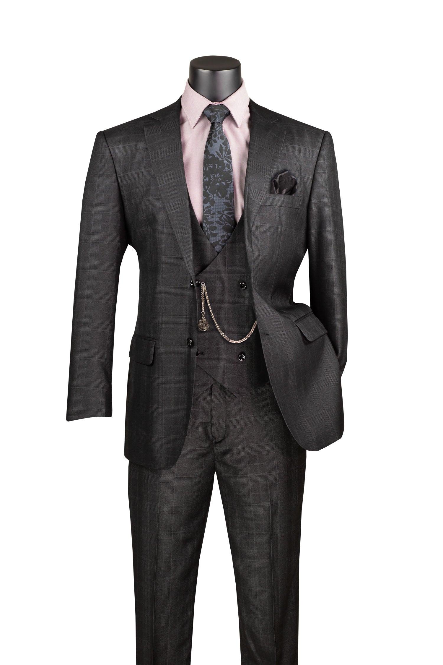 Morgan Collection - Regular Fit 3 Piece 2 Button Heather Gray Vinci