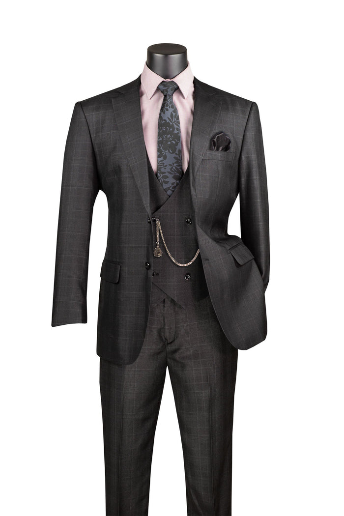 Morgan Collection - Regular Fit 3 Piece 2 Button Heather Gray Vinci