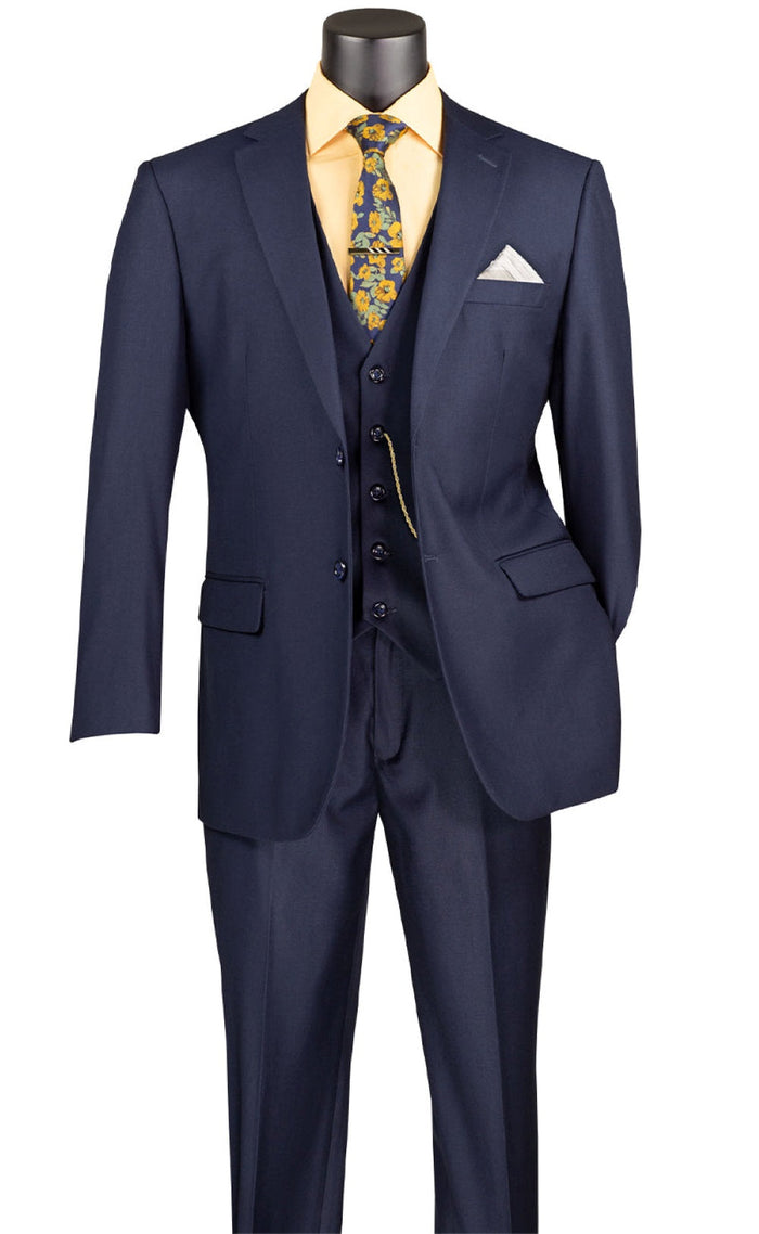 Nola Collection - Twilight Blue Regular Fit 2 Piece Suit Flat Front Pants with 2″ Elastic Waistband by Vinci