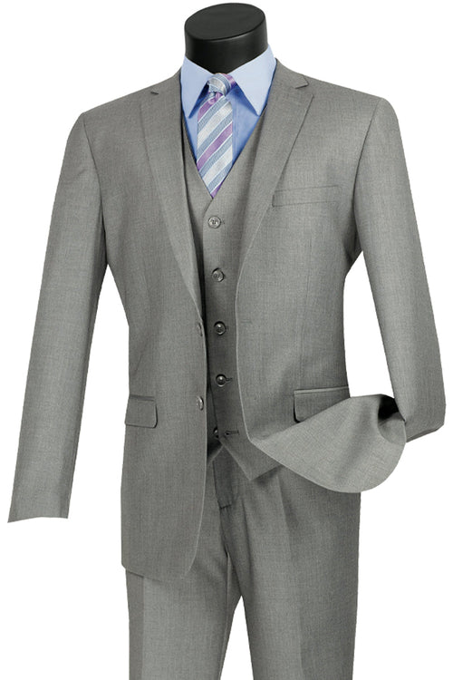 Mens Vested Slim Fit Wool Feel Suit in Indigo by Vinci