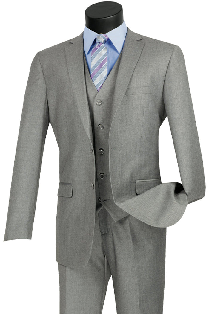 Mens Vested Slim Fit Wool Feel Suit in Indigo by Vinci