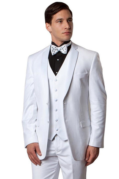 Men's Classic White Two Button Vested Tuxedo by Bryan Michaels