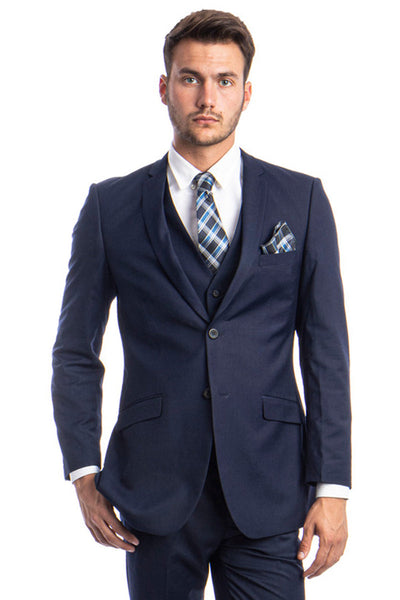 Men's Indigo Navy Two Button Slim Fit Suit by Tazio Suits