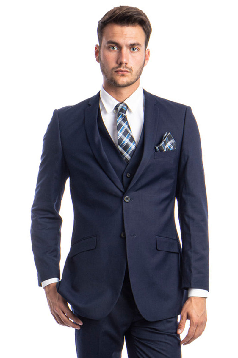 Men's Indigo Navy Two Button Slim Fit Suit by Tazio Suits