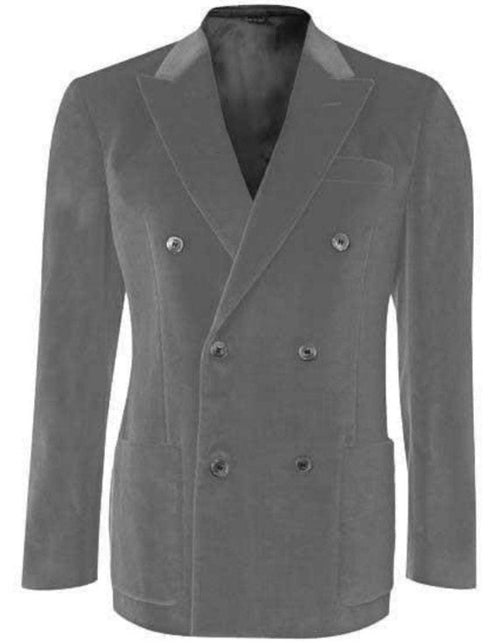Mens 6 Button Double Breasted Velvet Blazer - Dark Gray Blazer by Men's Tuxedo USA
