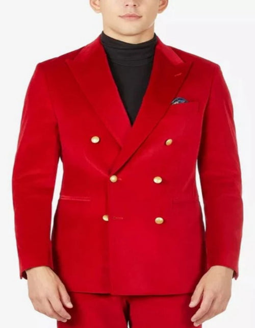 Mens Blazer - Six Button Color Velvet Blazer - Red Double Breasted Blazer by Men's Tuxedo USA