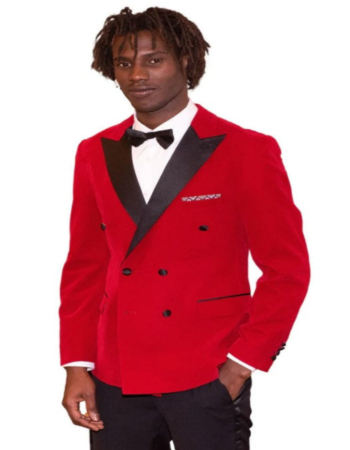 Double Breasted Tuxedo - Velvet Dinner Jacket with Pants in Color Red by USA Men's Outlet