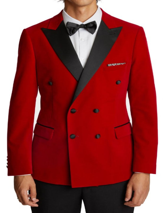 Double Breasted Tuxedo - Velvet Dinner Jacket with Pants in Color Red by USA Men's Outlet