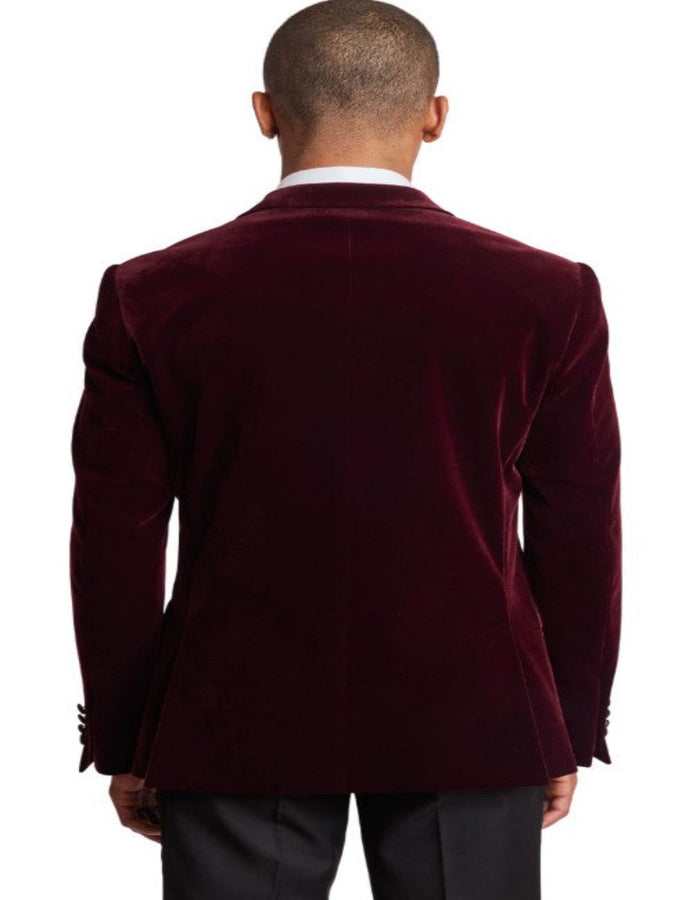 Double Breasted Tuxedo - Velvet Dinner Jacket with Pants in Color Maroon by USA Men's Outlet
